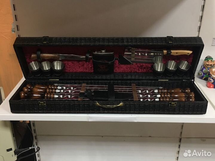 Набор шампуров элитный в коробке кож/зам