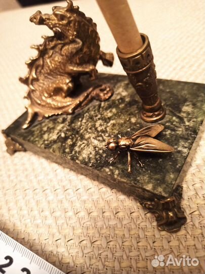 Подставка, дракон, змеевик, бронза
