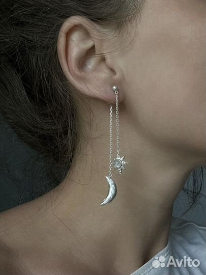 Моносерьга подвеска серебро bud in love