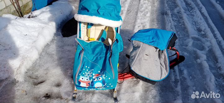 Детские санки коляска nika Ника с колесами