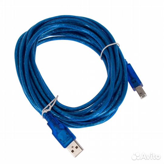 Кабель для принтера AM-BM синий 5м, пакет