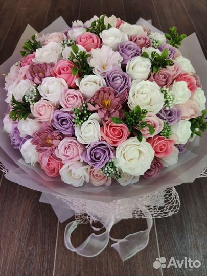 Большой букет мыльных из роз 101 шт