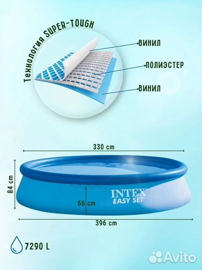 Бассейн надувной Intex Easy Set Pool 396х84 см