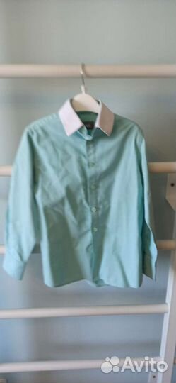 Рубашка на мальчика, 128 см, 8 лет, зеленая