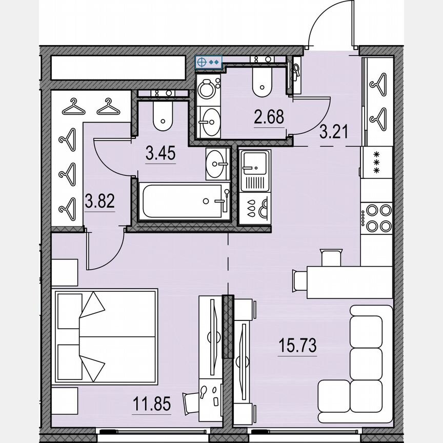 1-к. квартира, 40,8 м², 5/17 эт.
