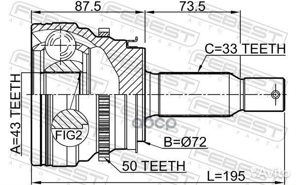 Шрус наружный задний 43x72x33 0410-V97WRA50 Febest