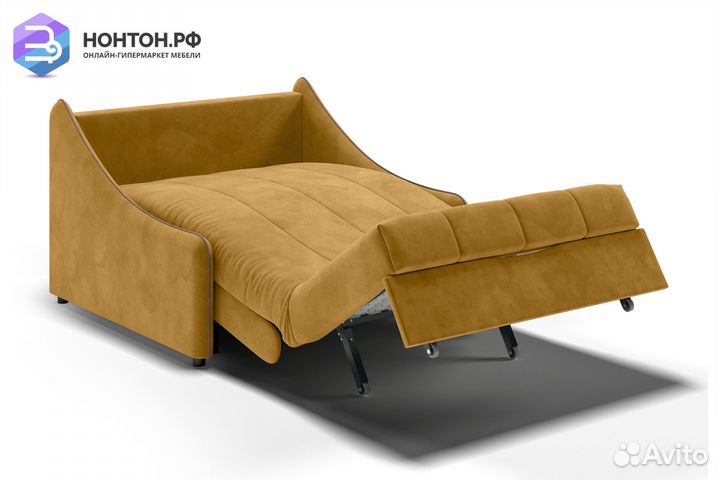 Диван аккордеон Эско горчичный / коричневый