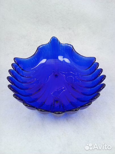 Салатник фруктовница Птица винтаж кобальт СССР