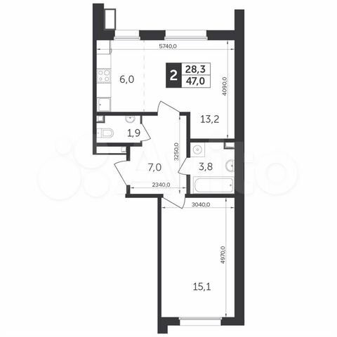 2-к. квартира, 47 м², 9/22 эт.