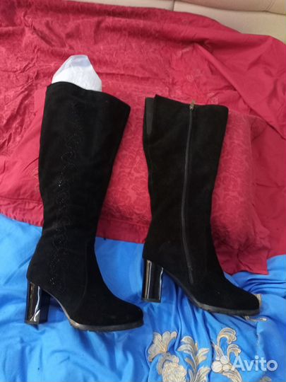 Сапоги женские замшевые