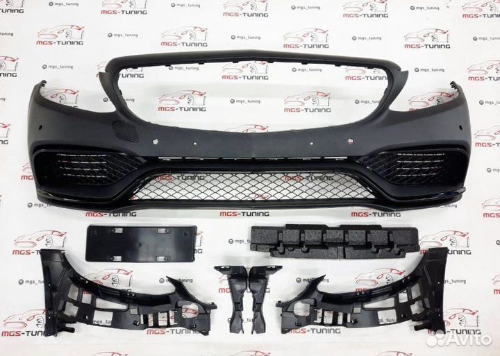 Бампер в стиле C63 AMG на C-Class W205 13-18 Black