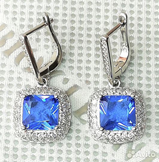 Серьги танзанит серебро С442
