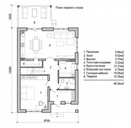 Дом 150 м² на участке 5 сот.