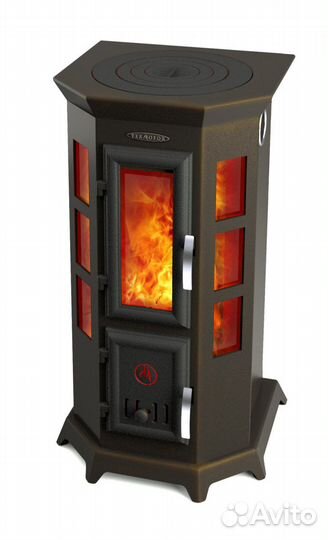 Печь-камин статика секста черная бронза (тмф)