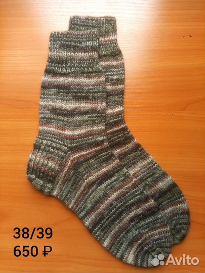 Шерстяные носки вязаные ручная работа