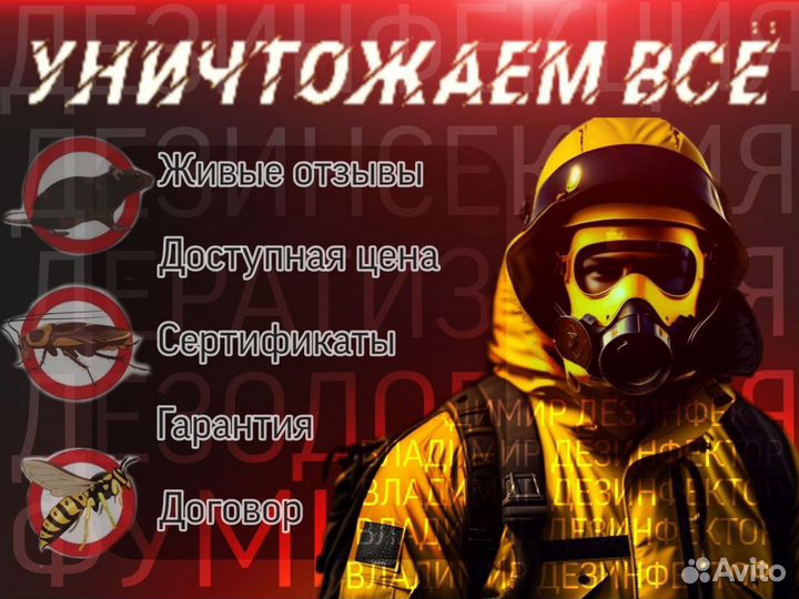 Уничтожение тараканов, клопов, запахов и растений