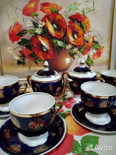 Сервиз кобальтовый СССР, винтаж