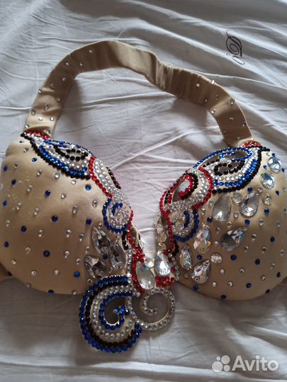 Костюм для восточных танцев, весь в стразах