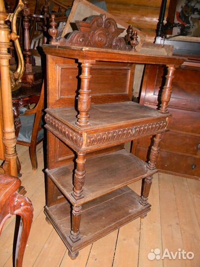 Поставец (этажерка ) старинный резной дубовый