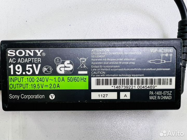 Блок питания sony VGP-AC19V40
