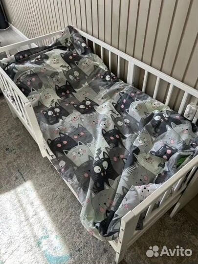 Кроватка высокий борт детская из массива Лисенок