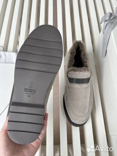 Лоферы с мехом brunello cucinelli