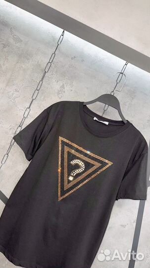 Футболка женская оверсайз со стразами, Турция