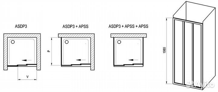 Душ. дверь Ravak 91x198 Белый/Grape 00v701r2zg