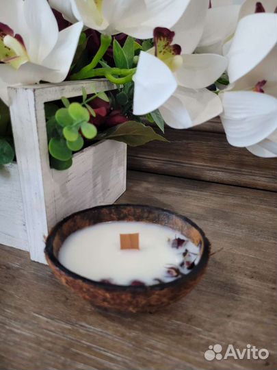 Свечи в кокосовой скарлупе