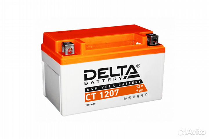 Аккумулятор для мотоцикла delta AGM CT1207 7 ah