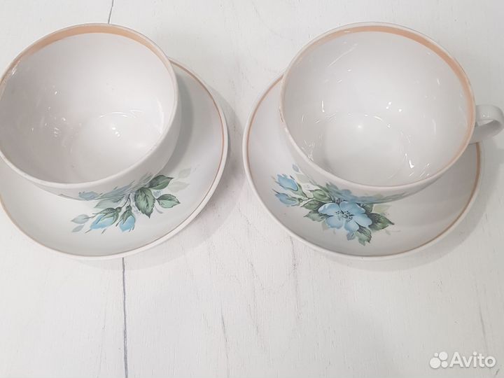 Чайная пара Чудово СССР фз Красный фарфорист