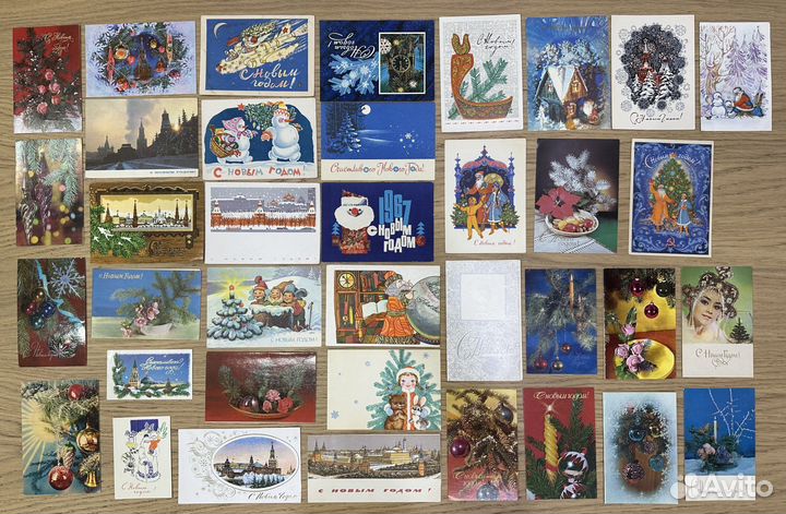 Новогодние открытки СССР 50х-90х годов