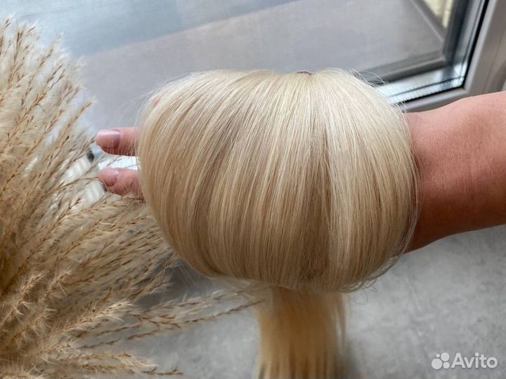 Волосы натуральные для наращивания 60 см блонд