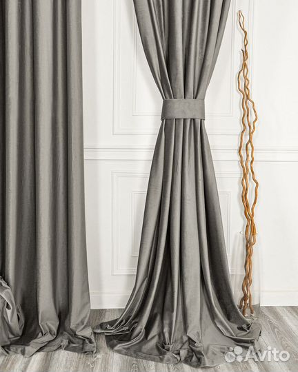 Шторы бархат беллиссимо стальной новые пошив