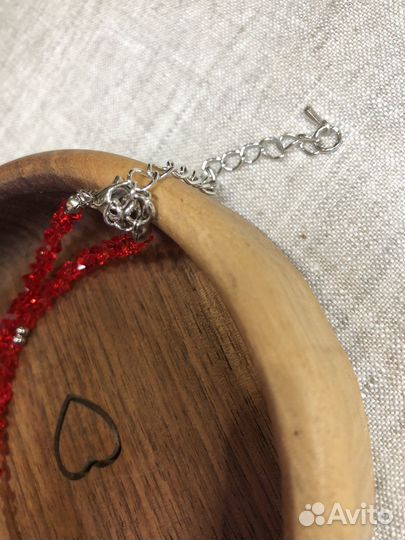 Чокер красное сердце стекло