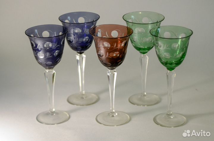 Фужеры. Бокалы. Цветной Хрусталь гдр