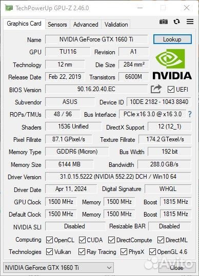 Asus GTX 1660 Ti TUF