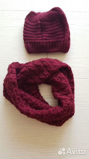 Комплект вязаная шапка и снуд норка