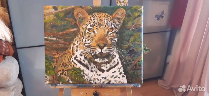 Леопард картина маслом