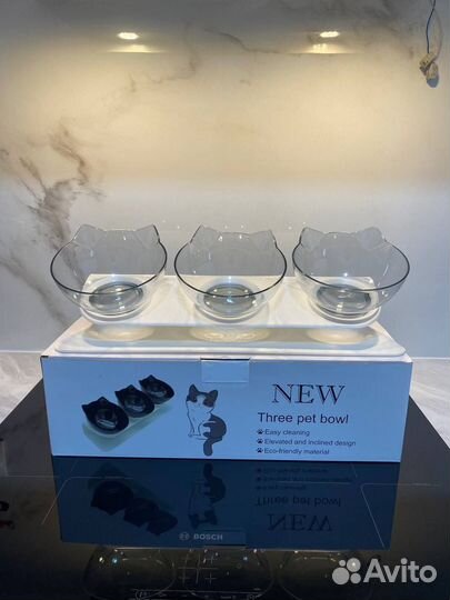 Миски для кошек,тройной набор