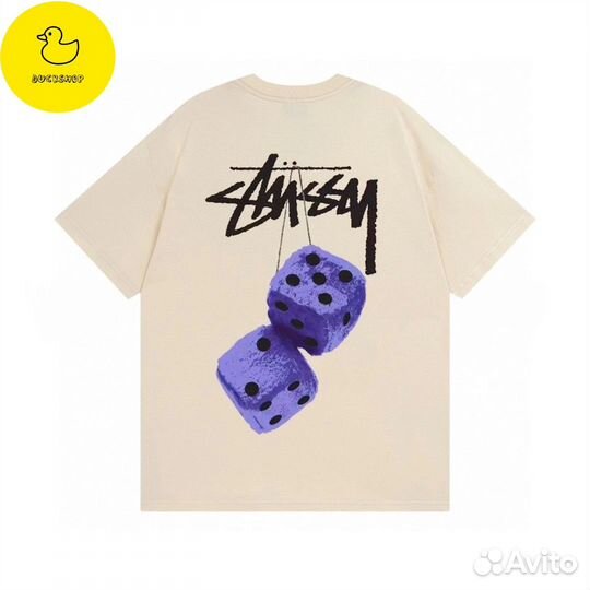 Футболка Stussy Fuzzy Dice Tee Smoke (беж.)