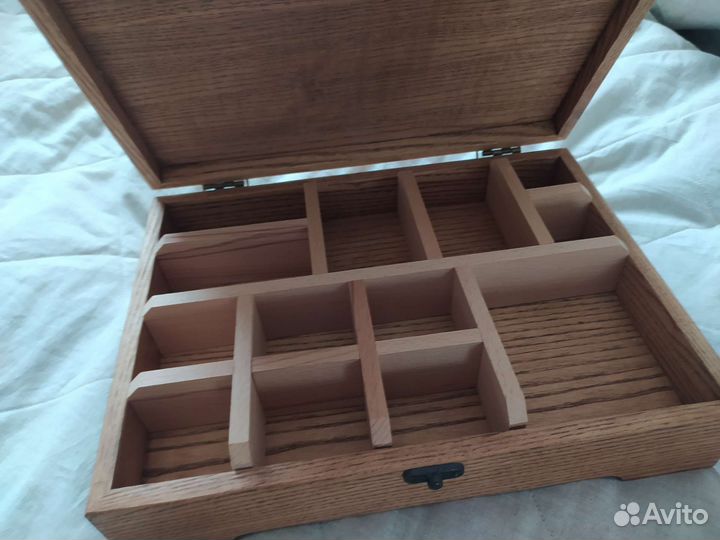 Деревянная шкатулка из ясеня двухуровневая