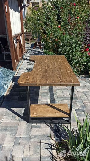 Компьютерный стол лофт из массива дерева