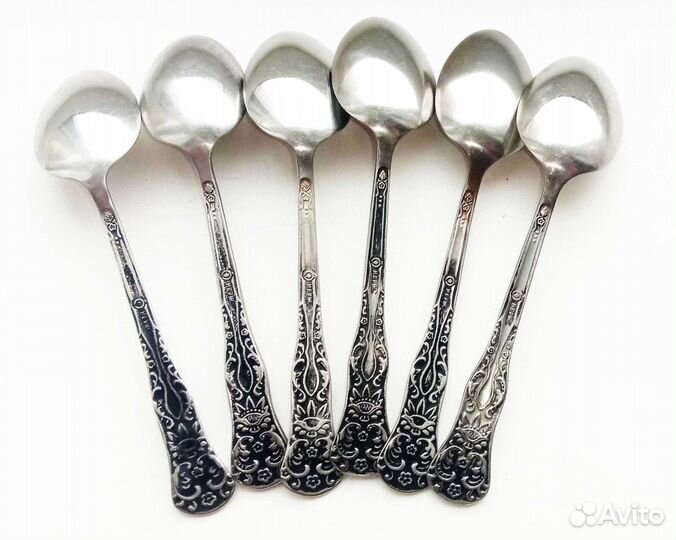 Ложечки нержавейка СССР воронения ручки 6 шт