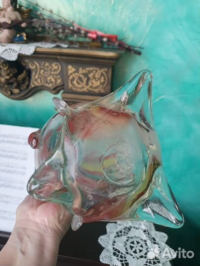 Графин Штоф СССР Петух цветное стекло