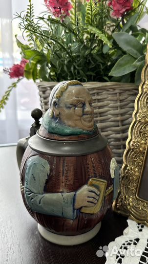 Пивная кружка ручной работы.Оловянная крышка