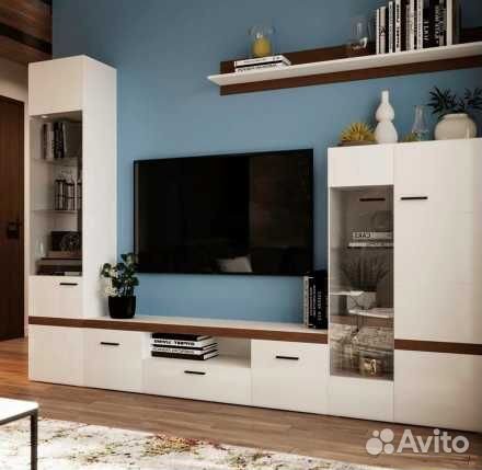 Тумба под тв белый глянец мдф
