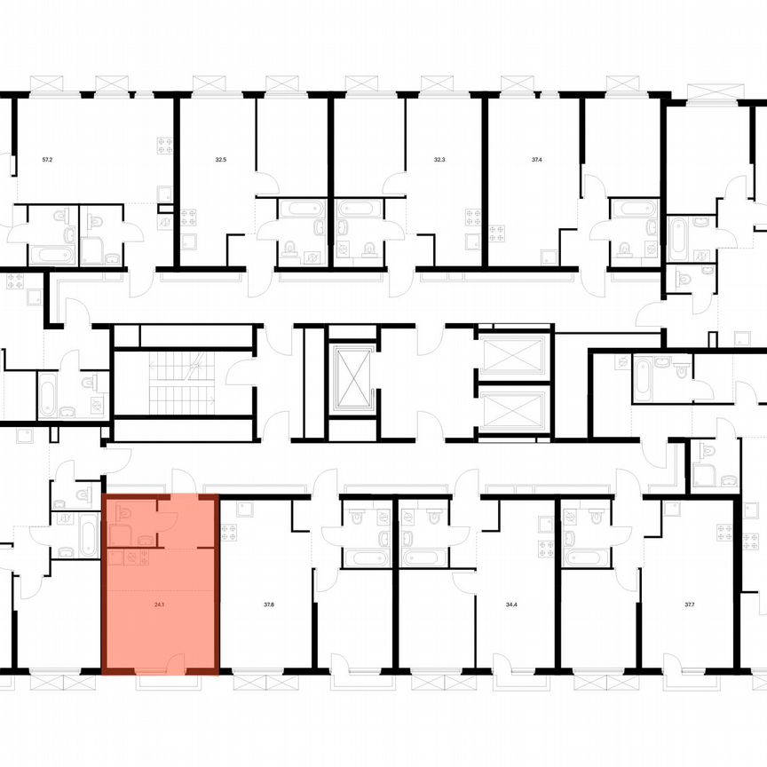 Квартира-студия, 24,1 м², 6/25 эт.