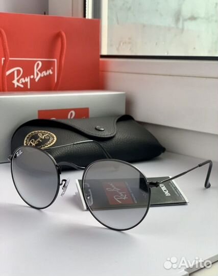 Очки ray ban round metal пепельные