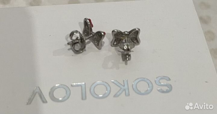 Серебряные серьги детские Sokolov